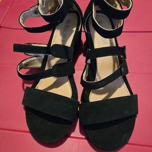 OZOC Black Multi-Strap Suede Women’s Sandals with Ankle Support